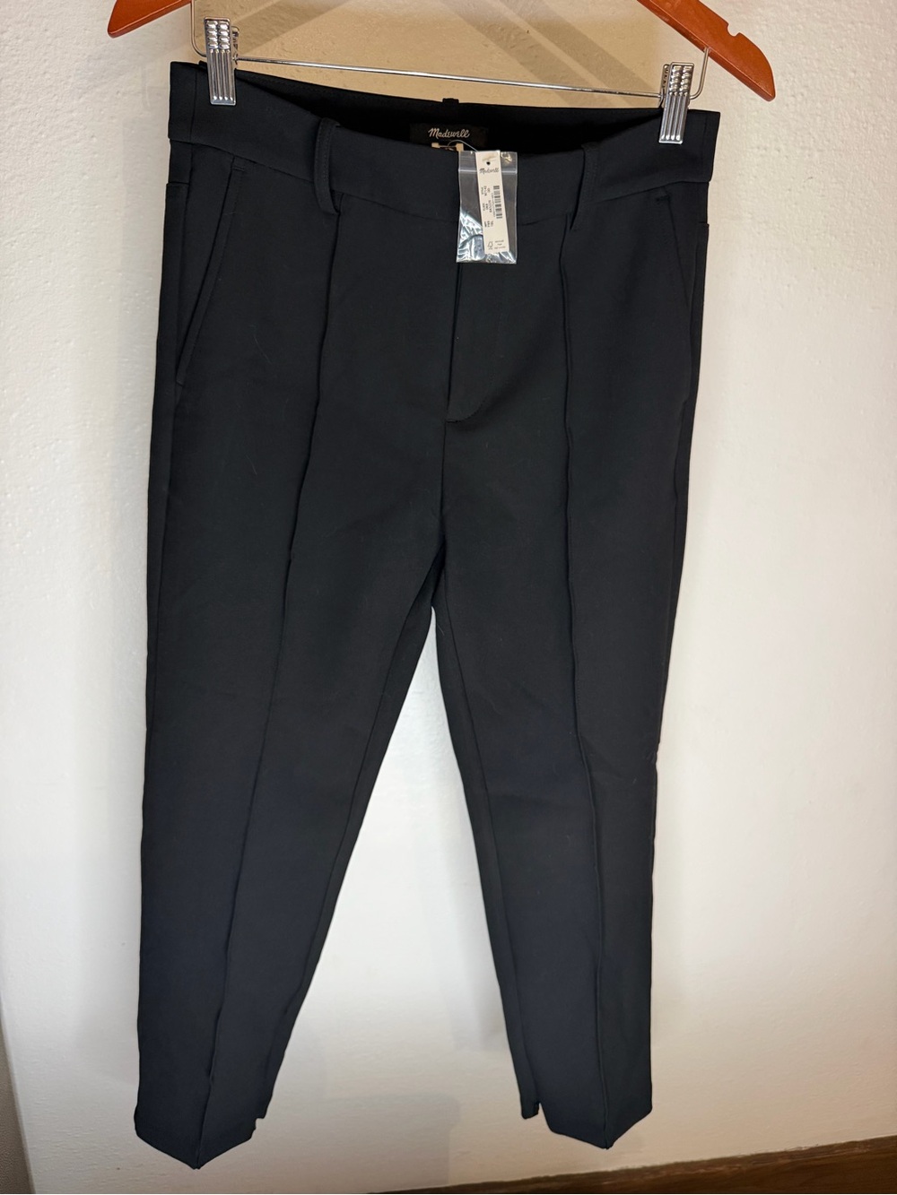 Madewell Black Ankle Pants Size 00 NWT Zip Hem Tailored Career Trouser.